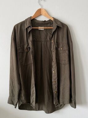 Wilfred Aritzia Oversized Olive Green Utility Shirt | Size M-L